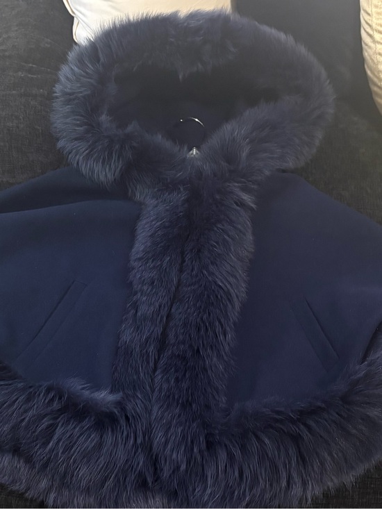 Jackets & Blazers - Women's Navy Blue Authentic Real Fox Fur